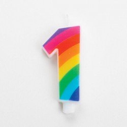 CANDELINA NUMERO 1 SCINTILLANTI RAINBOW 9,5cm