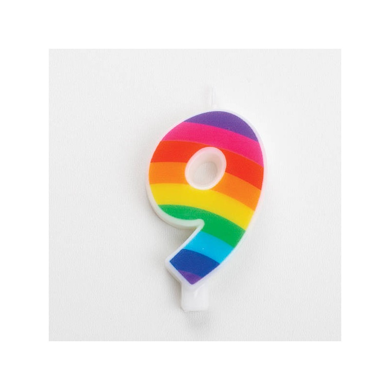 CANDELINA NUMERO 9 SCINTILLANTI RAINBOW 9,5cm