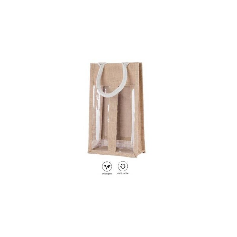 BORSA PORTA 2 BOTTIGLIE JUTA C-FIN 19+10x33cm