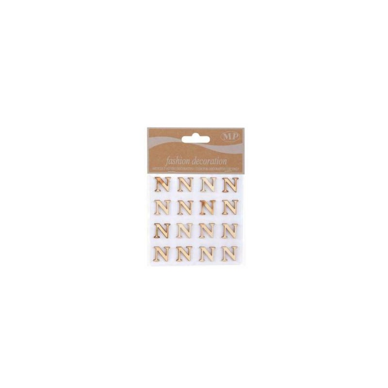 LETTERE 'N' IN LEGNO 10x10cm 16pz