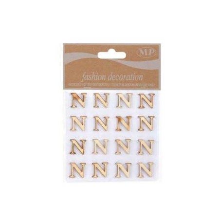 LETTERE 'N' IN LEGNO 10x10cm 16pz