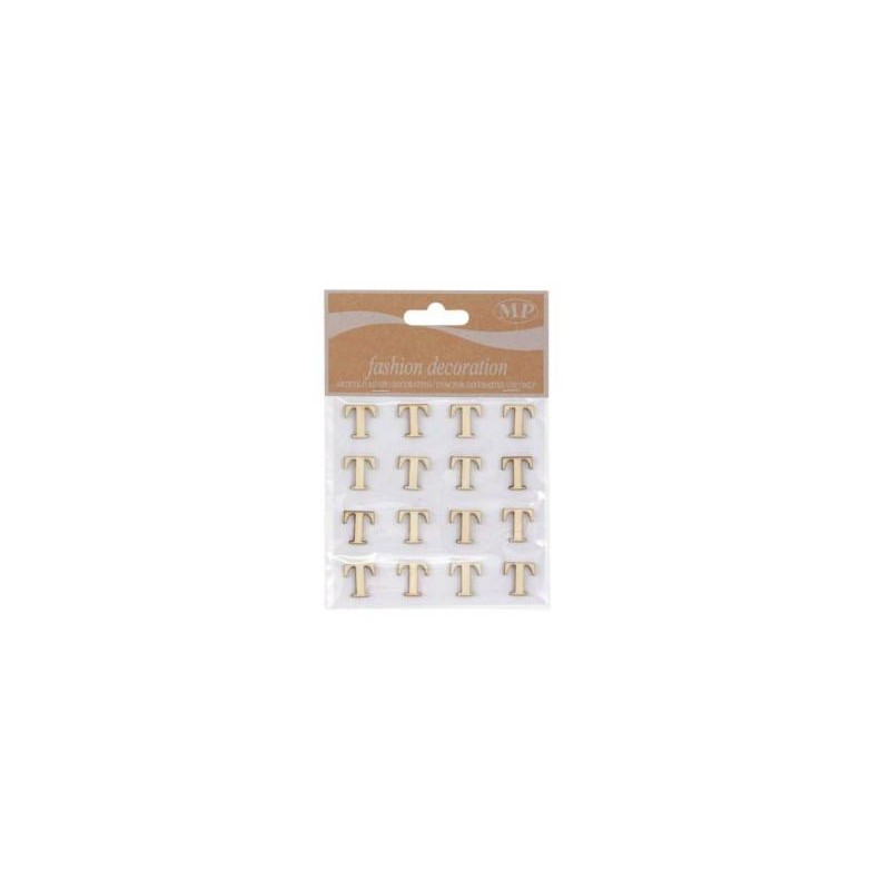 LETTERE 'T' IN LEGNO 10x10cm 16pz
