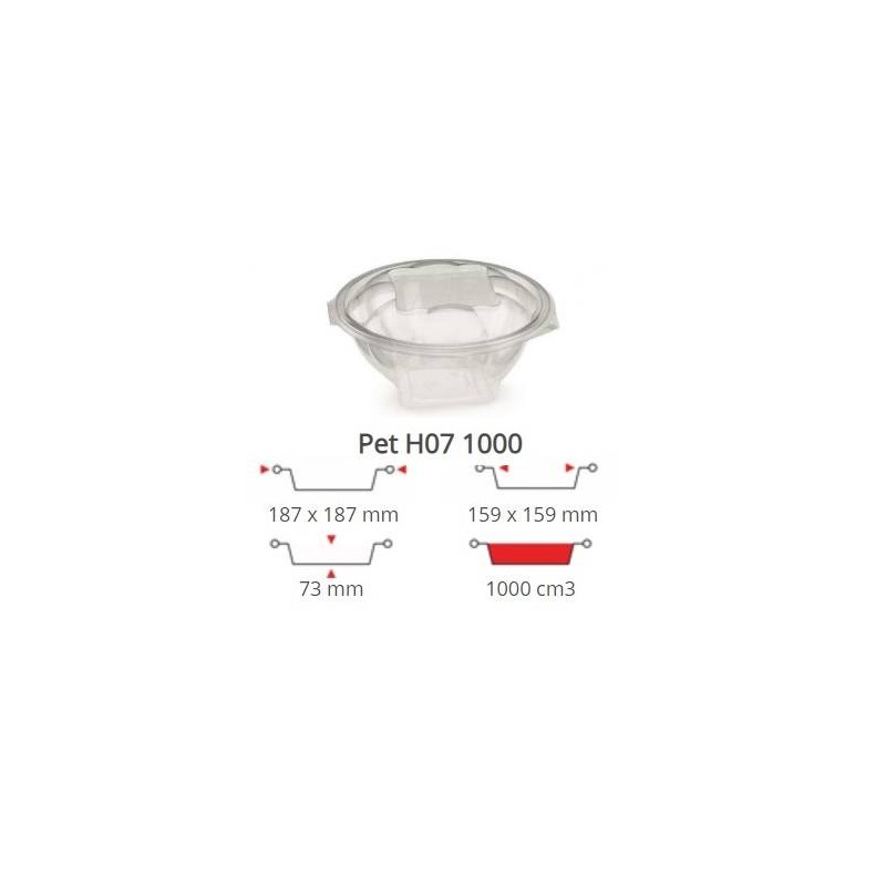 INSALATIERA PET C/COP 1000cc 50pz H07