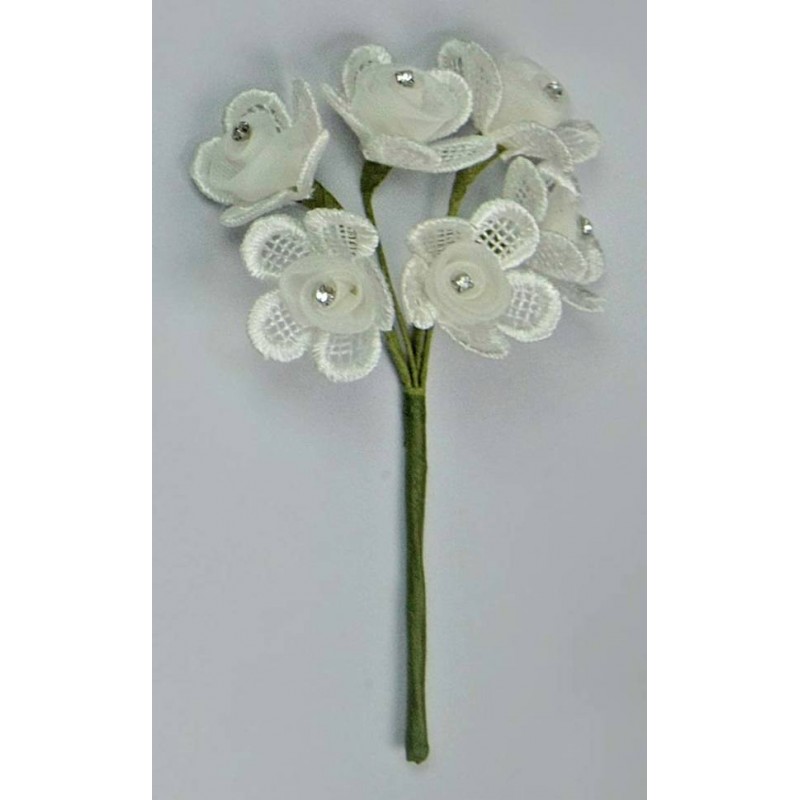 FIORE MACRAME’ E ORGANZA GRANDE 12pz