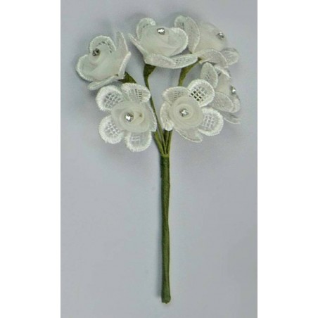 FIORE MACRAME’ E ORGANZA GRANDE 12pz