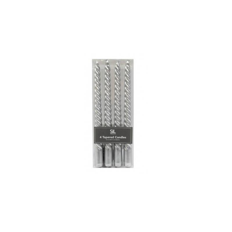 CANDELA STELO TWIST ARGENTO 4pz