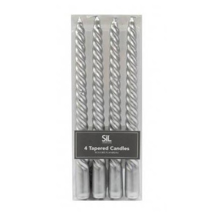 CANDELA STELO TWIST ARGENTO 4pz