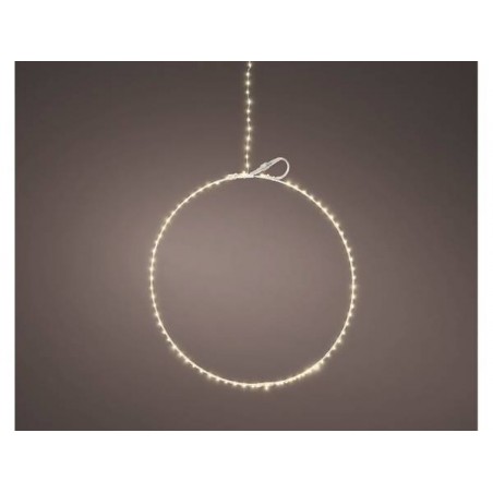 CERCHIO METALLO C/LED 125 LUCI ø38cm BIANCO CALDO DA ESTERNO