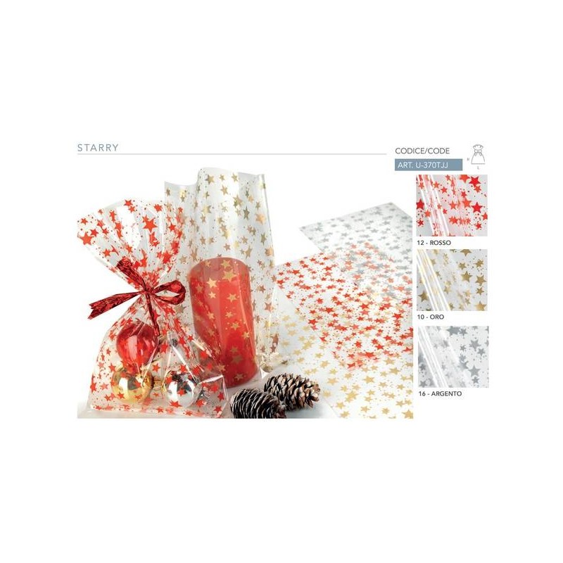 BUSTE CRYSTAL TRASPARENTE STARRY ORO 35x50cm 50pz