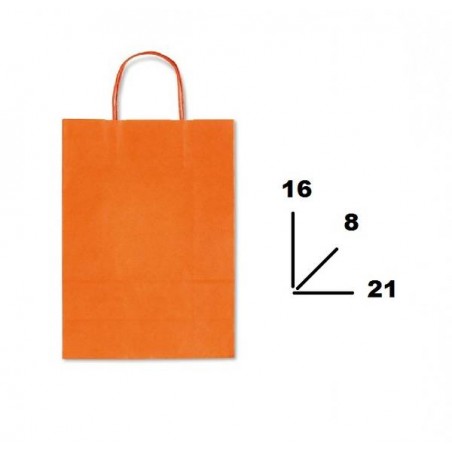 BORSA CARTA COLOR MIS.16+8x21cm ARANCIONE 488