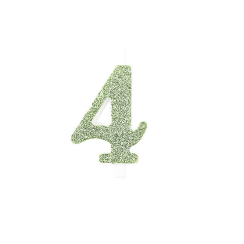 CANDELINA NUMERO 4 GLITTER SALVIA 9,5cm