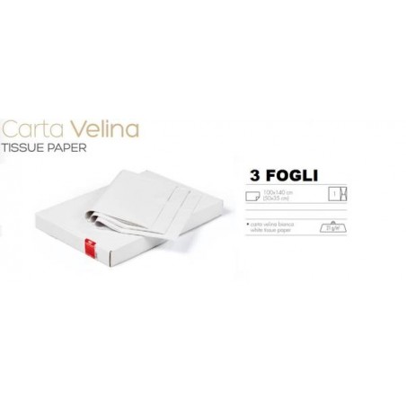 CARTA VELINA gr.21 BIANCA 100x140cm 3 FOGLI PIEGATI