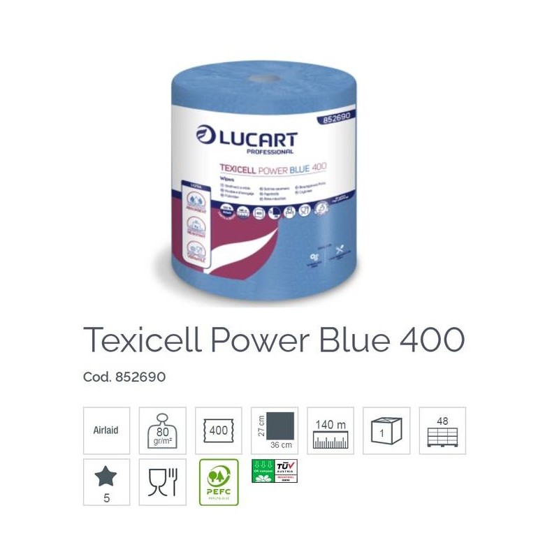 BOBINA AIRLAID TEXICELL POWERBLUE 400str 140mt