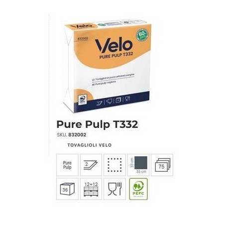 TOVAGLIOLI 33x33 2V BIANCHI VELO PURE PULP 75pz