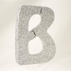 LETTERA POLISTIROLO GLITTER ARGENTO mm120x90 B