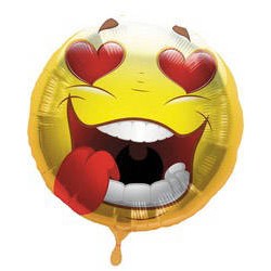 PALLONE MYLAR EMOTICON CRAZY LOVE 45cm