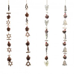 GHIRLANDA C/PIGNE E SOGGETTI LEGNO H.85cm ASS.TI 1pz 358333