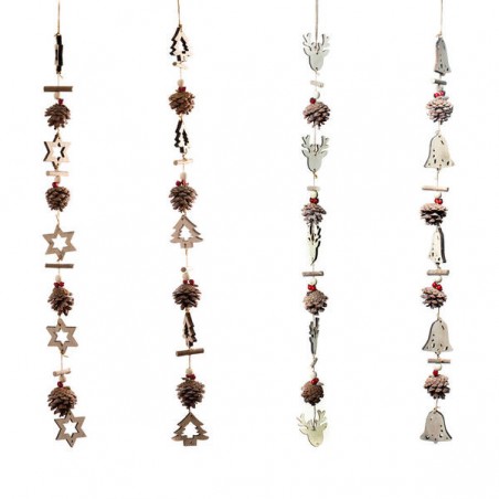 GHIRLANDA C/PIGNE E SOGGETTI LEGNO H.85cm ASS.TI 1pz 358333