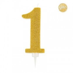 CANDELINA GLITTER N.1 ORO 15,5cm