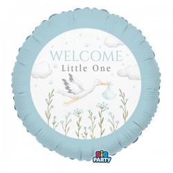 PALLONE MYLAR TONDO 45cm WELCOME LITTLE ONE AZZURRO