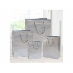 SHOPPER IN CARTA PLASTIFICATA OPACA 22x10x29cm ARGENTO