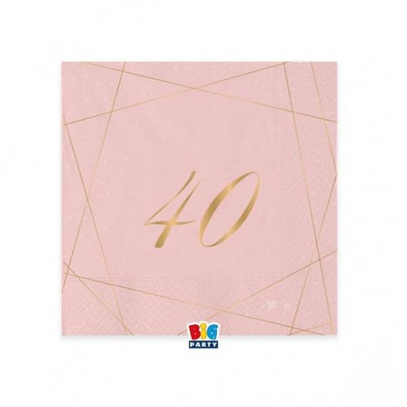 TOVAGLIOLI 25x25cm 40 ANNI ROSE 20pz