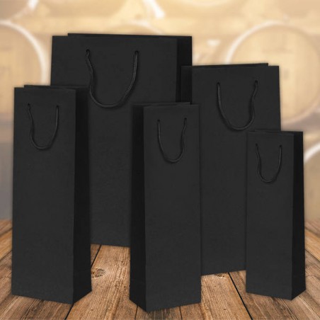 SHOPPER KRAFT NERO 1 BOTTIGLIA C/DIV. 7x7x32cm