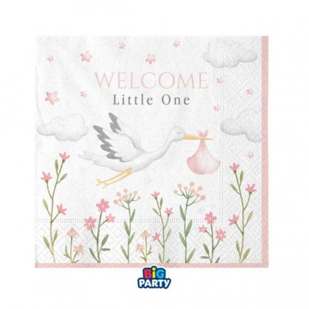 TOVAGLIOLI 25x25cm WELCOME LITTLE ONE ROSA 16pz