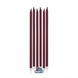 CANDELINE STELO MATITA 15cm BORGOGNA 12pz