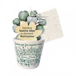 VASETTO GREEN LOVERS CON CARTA PIANTABILE ø7,5x7cm