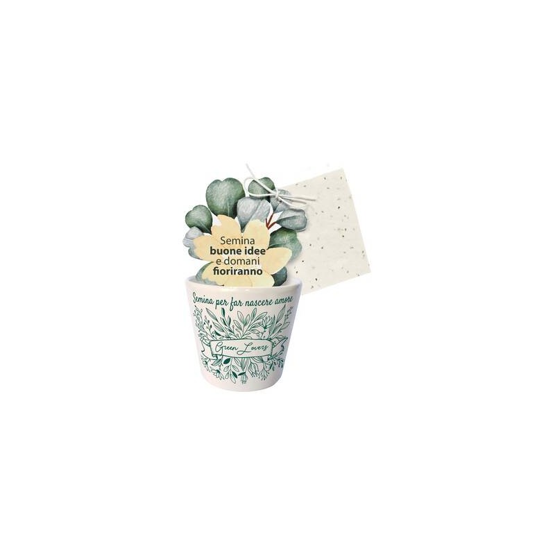 VASETTO GREEN LOVERS CON CARTA PIANTABILE ø7,5x7cm