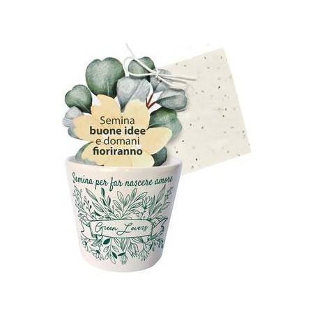 VASETTO GREEN LOVERS CON CARTA PIANTABILE ø7,5x7cm