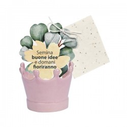 VASETTO CORONA ROSA CON CARTA PIANTABILE ø8,5x8cm