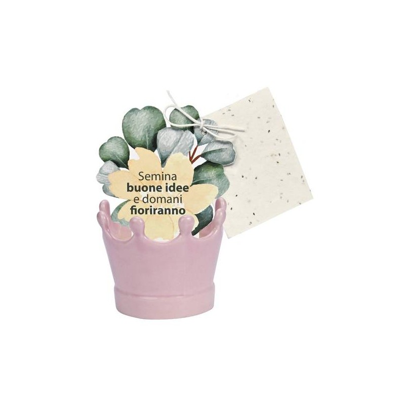 VASETTO CORONA ROSA CON CARTA PIANTABILE ø8,5x8cm