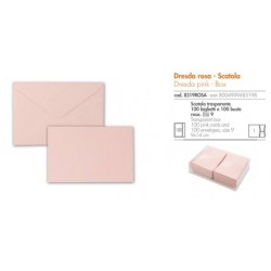 BIGLIETTI + BUSTA 9x14cm BRISTOL ROSA 100pz