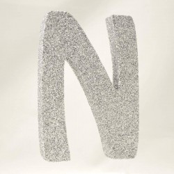 LETTERA POLISTIROLO GLITTER ARGENTO mm120x90 N