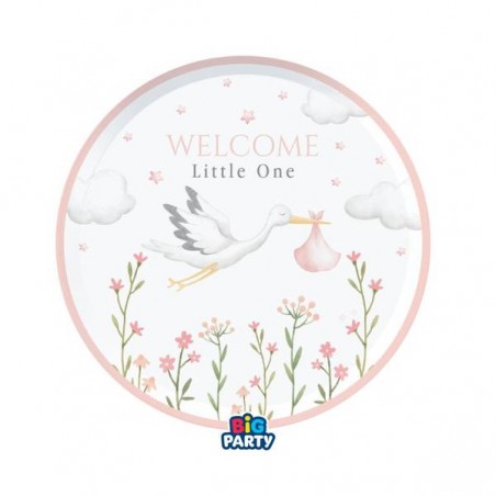 PIATTI ø18 WELCOME LITTLE ONE ROSA 6pz