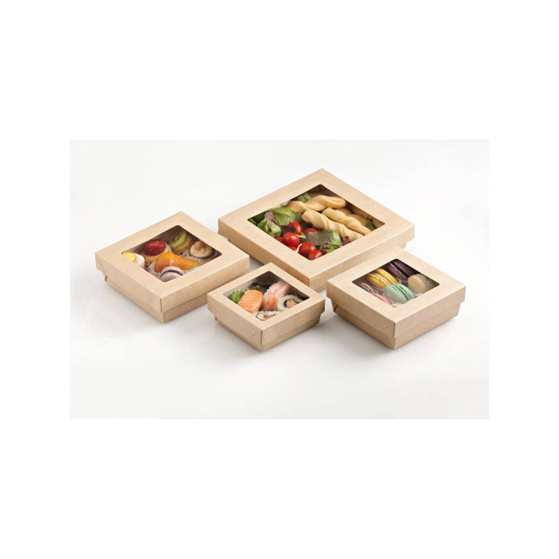 BOX CARTONCINO AVANA C/FINESTRA 18x18x5cm 1500ml 20pz