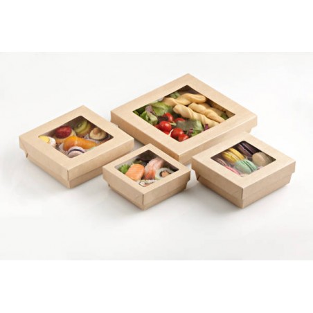 BOX CARTONCINO AVANA C/FINESTRA 18x18x5cm 1500ml 20pz
