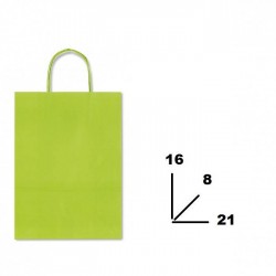 BORSA CARTA COLOR MIS.16+8x21cm VERDE LIMONE 764