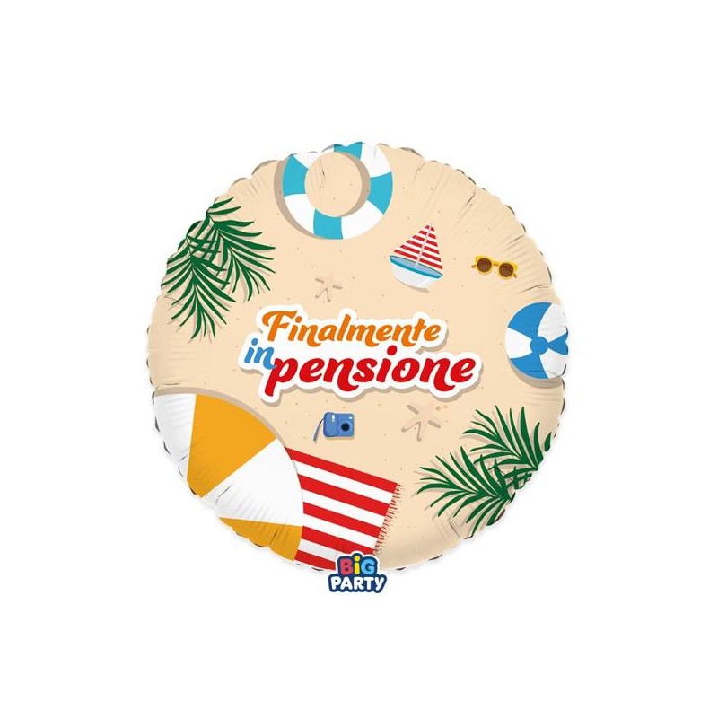 PALLONE MYLAR TONDO 45cm FINALMENTE IN PENSIONE