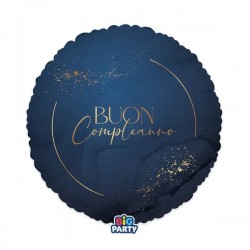 PALLONE MYLAR TONDO 45cm BUON COMPLEANNO BLUE NAVY