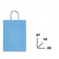 BORSA CARTA COLOR MIS.22+10x27cm AZZURRO 744