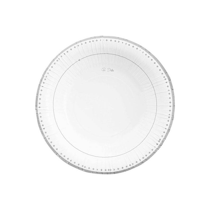 PIATTI CARTONCINO ROUND SHAPE SILVER GRACE 24cm 8pz