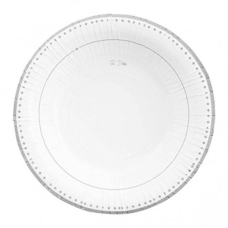 PIATTI CARTONCINO ROUND SHAPE SILVER GRACE 24cm 8pz