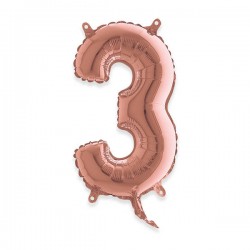 PALLONE NUMERO 3 MYLAR 36cm ROSE GOLD