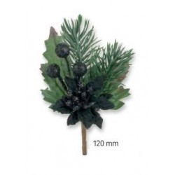 PICKS STELLA DI NATALE CON BACCHE NERO 12cm 1pz
