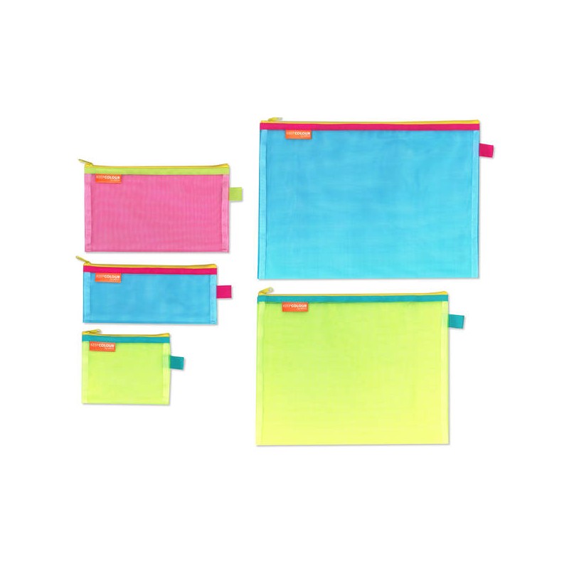 BUSTA MULTIBAG RETINA CON CERNIERA F.TO 14x10,5cm ASSORTITE