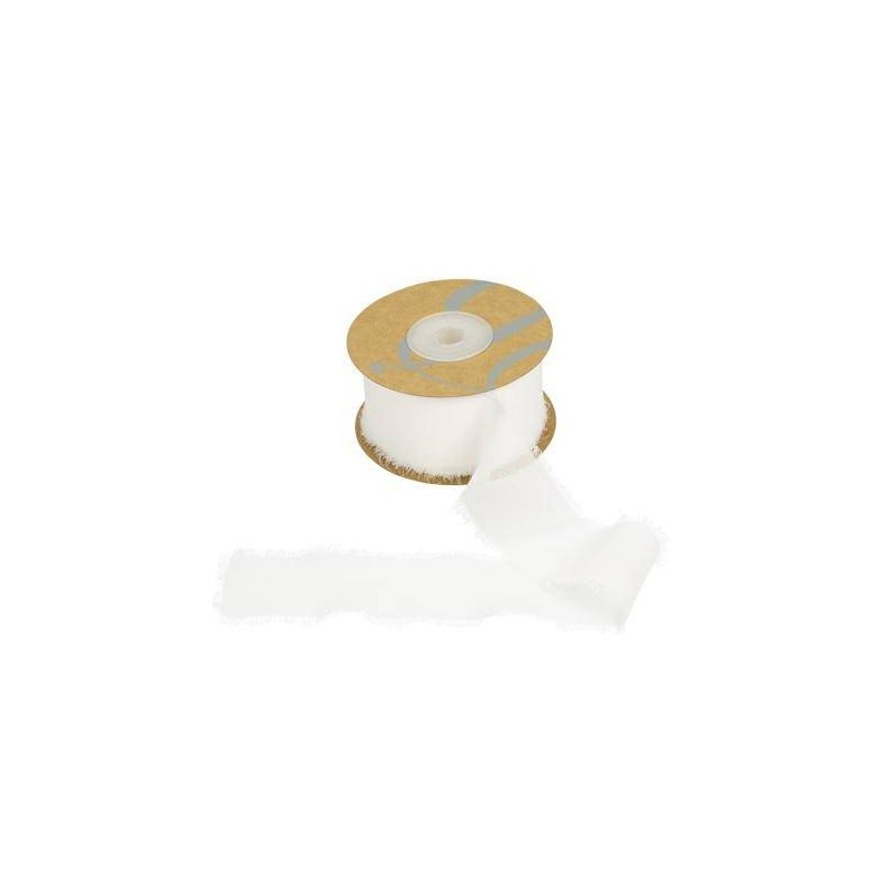 NASTRO SETA CON FRANGIA mm40x15mt BIANCO BAR