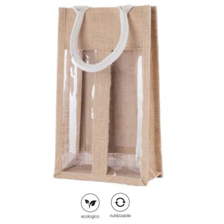 BORSA PORTA 2 BOTTIGLIE JUTA C-FIN 19+10x33cm